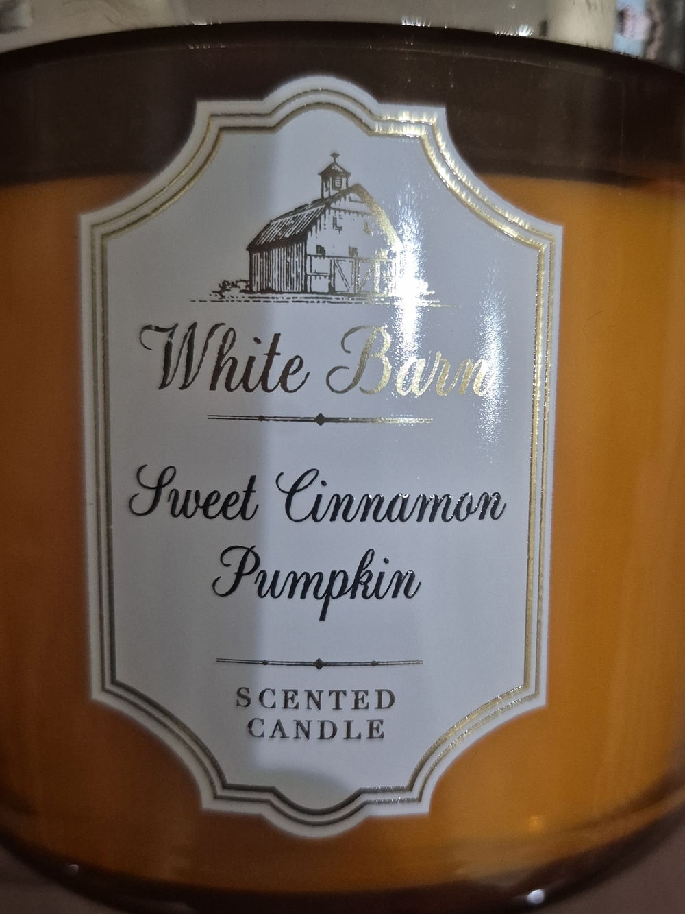White Barn Sweet Cinnamon Pumpkin Candle - Orange and White Label